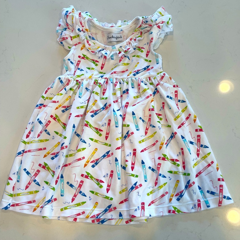 Smockingbird 2T crayon white dress